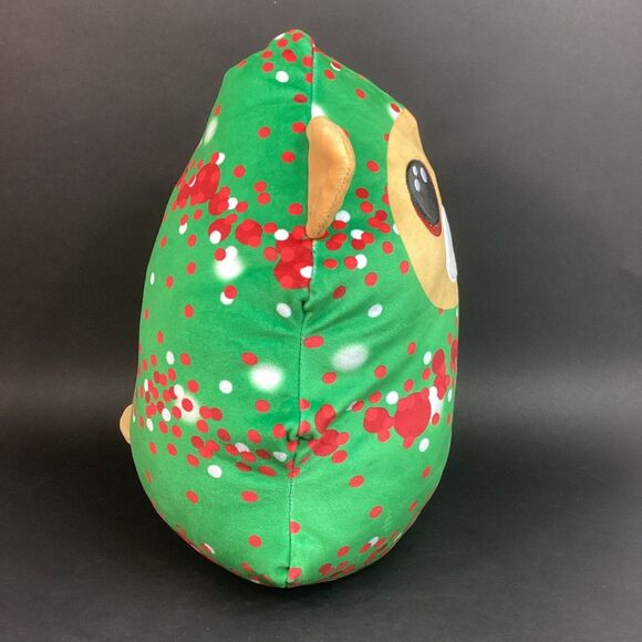 TY Squishy Beanies Everett - Puppy Dog Christmas - With Tag - Tan/Green w/Spots - Picture 4 of 8